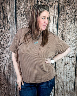 Oakley Short Sleeved Ribbed Top in Mocha – Apparel from Bronco Western Supply Co.