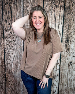 Oakley Short Sleeved Ribbed Top in Mocha – Apparel from Bronco Western Supply Co.