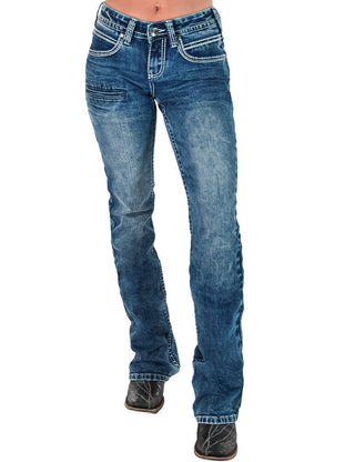 OMG2 Mid Rise Bootcut Jeans in Medium Wash by Cowgirl Tuff – Apparel from Bronco Western Supply Co.