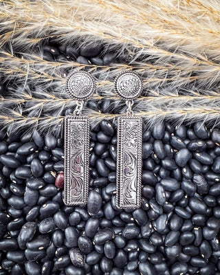 Out West Bar Dangle Fashion Earrings - Silver – Jewelry from Bronco Western Supply Co.