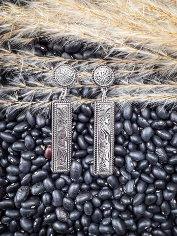 Out West Bar Dangle Fashion Earrings - Silver - Jewelry - Blue Tortoise - Bronco Western Supply Co.