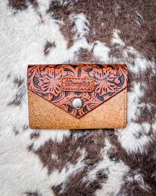 Outpost Floral Hair - On Wallet in Brown by Wrangler – Purses & Wallets from Bronco Western Supply Co.