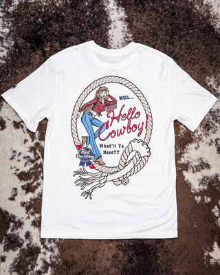 Pabst Blue Ribbon Hello Cowboy Hooey Tee – Apparel from Bronco Western Supply Co.