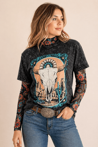 Painted Bloom Mesh Top by Sterling Kreek – Apparel from Bronco Western Supply Co.