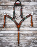 Painted Cactus Breast Collar and Headstall - Pieces Sold Separate - Horse Tack - Rafter T Ranch Co. - Bronco Western Supply Co.