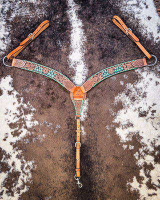 Painted Cactus Breast Collar and Headstall - Pieces Sold Separate – Horse Tack from Bronco Western Supply Co.