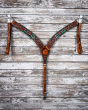 Painted Cactus Breast Collar and Headstall - Pieces Sold Separate - Horse Tack - Rafter T Ranch Co. - Bronco Western Supply Co.