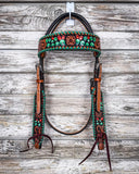 Painted Cactus Breast Collar and Headstall - Pieces Sold Separate - Horse Tack - Rafter T Ranch Co. - Bronco Western Supply Co.