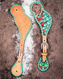 Painted Cactus Ladies Spur Straps - Spur Straps - Rafter T Ranch Co. - Bronco Western Supply Co.