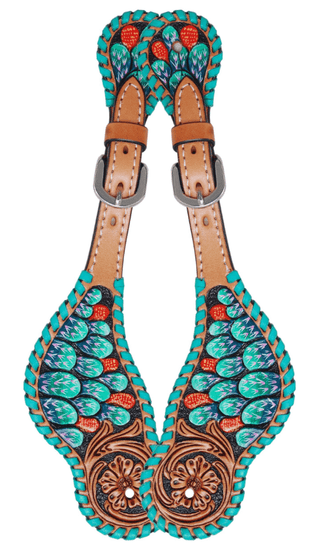 Painted Cactus Ladies Spur Straps – Spur Straps from Bronco Western Supply Co.