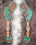 Painted Cactus Ladies Spur Straps - Spur Straps - Rafter T Ranch Co. - Bronco Western Supply Co.