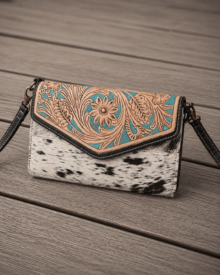 Pelagic Hair-On Leather Crossbody Wallet by Myra Bag – Purses & Wallets from Bronco Western Supply Co.