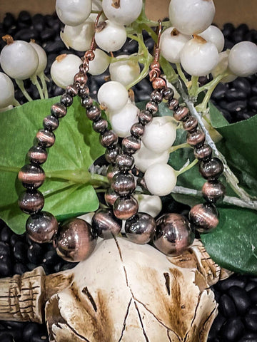 Penny Navajo Style Bead Dangle Fashion Earrings - Copper - Jewelry - Blue Tortoise - Bronco Western Supply Co.