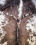 Peppered Hair On Hide Breast Collar and Headstall - Pieces Sold Separate - Horse Tack - Rafter T Ranch Co. - Bronco Western Supply Co.
