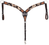 Peppered Hair On Hide Breast Collar and Headstall - Pieces Sold Separate - Horse Tack - Rafter T Ranch Co. - Bronco Western Supply Co.
