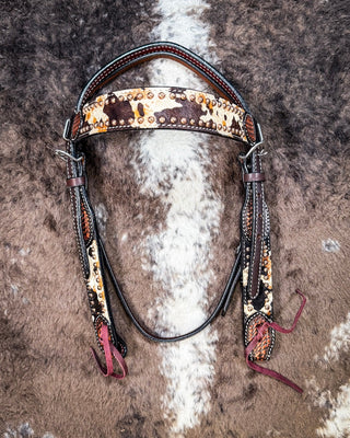 Peppered Hair On Hide Breast Collar and Headstall - Pieces Sold Separate – Horse Tack from Bronco Western Supply Co.