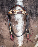Peppered Hair On Hide Breast Collar and Headstall - Pieces Sold Separate - Horse Tack - Rafter T Ranch Co. - Bronco Western Supply Co.