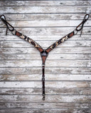 Peppered Hair On Hide Breast Collar and Headstall - Pieces Sold Separate - Horse Tack - Rafter T Ranch Co. - Bronco Western Supply Co.