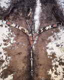 Peppered Hair On Hide Breast Collar and Headstall - Pieces Sold Separate - Horse Tack - Rafter T Ranch Co. - Bronco Western Supply Co.