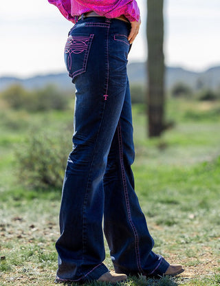 Pink Boot Stitch Trouser Jeans by Cowgirl Tuff – Apparel from Bronco Western Supply Co.