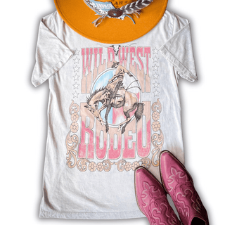 Pink Rodeo Graphic Tee - Off White Mineral Wash – Apparel from Bronco Western Supply Co.
