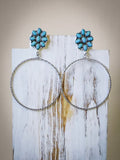 Poppy Stud Dangle Hoop Fashion Earrings - Jewelry - Blue Tortoise - Bronco Western Supply Co.