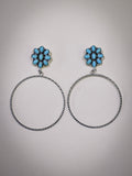 Poppy Stud Dangle Hoop Fashion Earrings - Jewelry - Blue Tortoise - Bronco Western Supply Co.