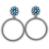 Poppy Stud Dangle Hoop Fashion Earrings - Jewelry - Blue Tortoise - Bronco Western Supply Co.