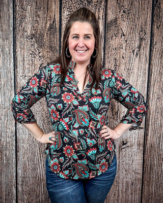Prairie Bloom Floral and Paisley Top by Sterling Kreek – Shirts & Tops from Bronco Western Supply Co.
