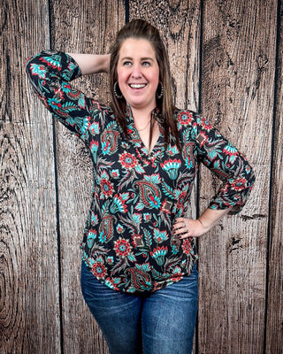 Prairie Bloom Floral and Paisley Top by Sterling Kreek – Shirts & Tops from Bronco Western Supply Co.