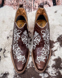 Prairie Dream Embroidered Western Leather Ankle Booties by Myra Bag - Women's Shoes - Myra Bag - Bronco Western Supply Co.