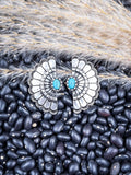 Prairie Halo Fan Concho Fashion Stud Earrings - Jewelry - Blue Tortoise - Bronco Western Supply Co.
