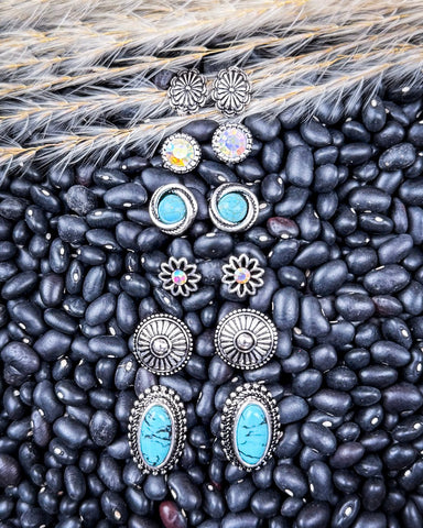 Prairie Petals Stud Fashion Earring Set - Jewelry - Blue Tortoise - Bronco Western Supply Co.