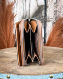Prairie Rose Tooled Wallet in Brown by Wrangler - Purses & Wallets - Montana West - Bronco Western Supply Co.
