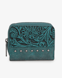 Prairie Rose Tooled Wallet in Turquoise by Wrangler - Purses & Wallets - Montana West - Bronco Western Supply Co.