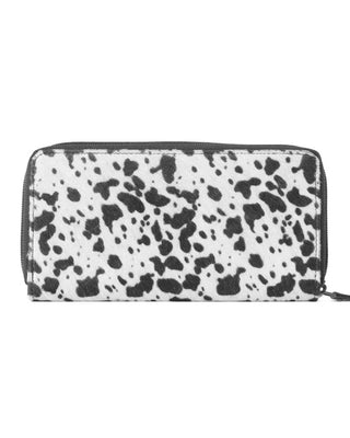 Black and white spotted wallet on a white background