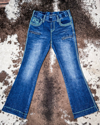 Pull - On Turquoise Hurricane Trouser by Cowgirl Tuff – Apparel from Bronco Western Supply Co.