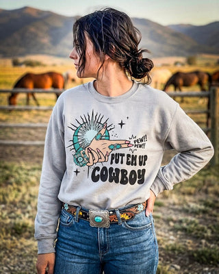 Put Em Up Cowboy Graphic Tee or Sweatshirt – Apparel from Bronco Western Supply Co.