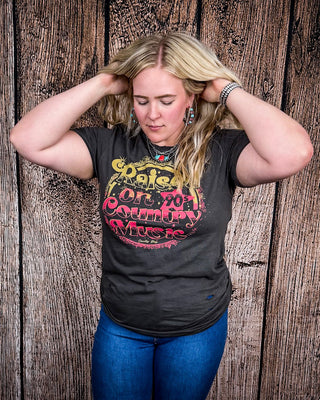 Raised on 90's Country Distressed Graphic Tee - Faded Black – Apparel from Bronco Western Supply Co.