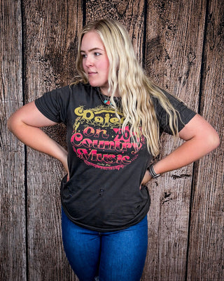 Raised on 90's Country Distressed Graphic Tee - Faded Black – Apparel from Bronco Western Supply Co.