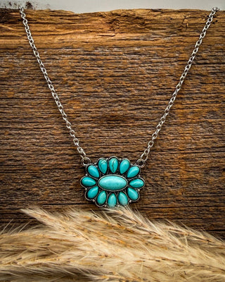 Ramblin’ Rose Necklace in Teal – Jewelry from Bronco Western Supply Co.