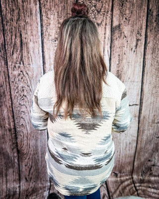 Rangeview Teddy Fleece Aztec Shacket in Sand – Apparel from Bronco Western Supply Co.