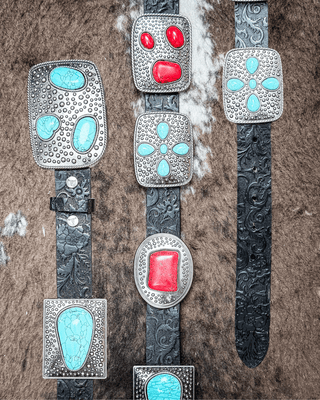 Redstone Revival Concho Belt in Black by Lucky and Blessed – Accessories from Bronco Western Supply Co.