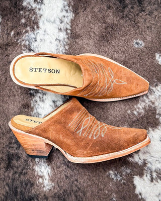 Reed Suede Mule in Brown by Stetson – Women's Shoes from Bronco Western Supply Co.