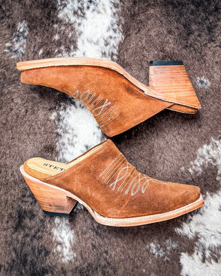 Reed Suede Mule in Brown by Stetson – Women's Shoes from Bronco Western Supply Co.