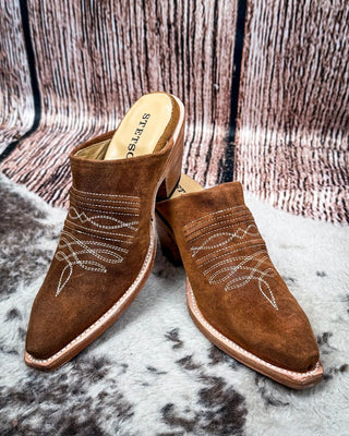Reed Suede Mule in Brown by Stetson – Women's Shoes from Bronco Western Supply Co.