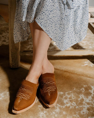 Reed Suede Mule in Brown by Stetson – Women's Shoes from Bronco Western Supply Co.