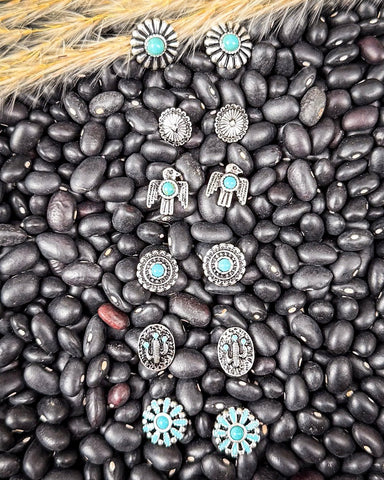 Reiny Stud Fashion Earring Set - Silver - Jewelry - Blue Tortoise - Bronco Western Supply Co.