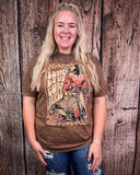 Retro Long Live Cowgirls Graphic Tee - Mocha - Apparel - Lotus Fashion - Bronco Western Supply Co.
