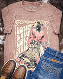 Retro Long Live Cowgirls Graphic Tee - Mocha - Apparel - Lotus Fashion - Bronco Western Supply Co.